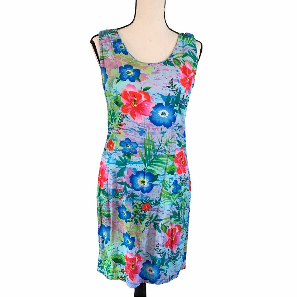 Vintage Jams World Dress Hibiscus Tropical Print Petit Fleur W304-PEFL Cut 00587